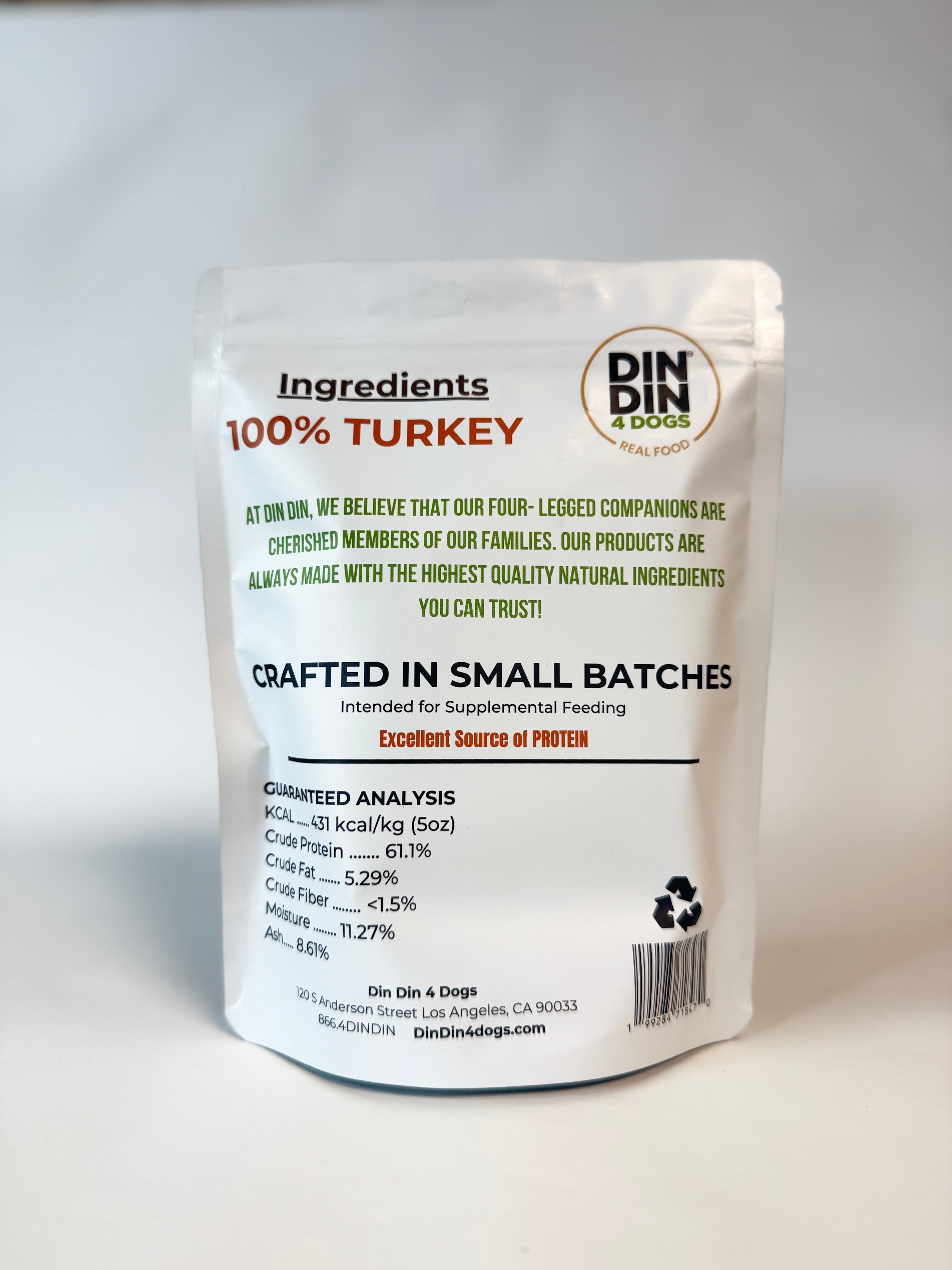 100% Turkey Dog Treats, 5 Ounce Bag, Single Ingredient, High Protein