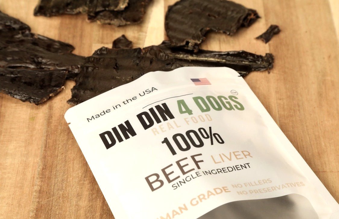 100% Beef Liver Dog Treats, 5 Ounce Bag, Single Ingredient, High Protein - Din Din 4 Dogs