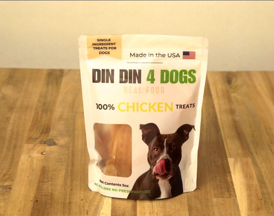 Chicken Treats Dog Treats, 5 Ounce Bag, Single Ingredient, High Protein - Din Din 4 Dogs