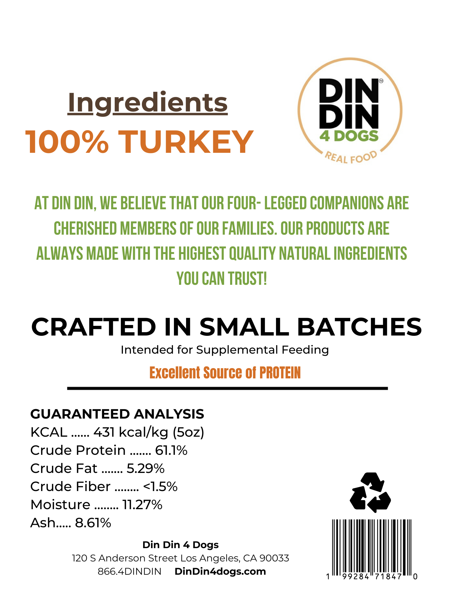 100% Turkey Dog Treats, 5 Ounce Bag, Single Ingredient, High Protein