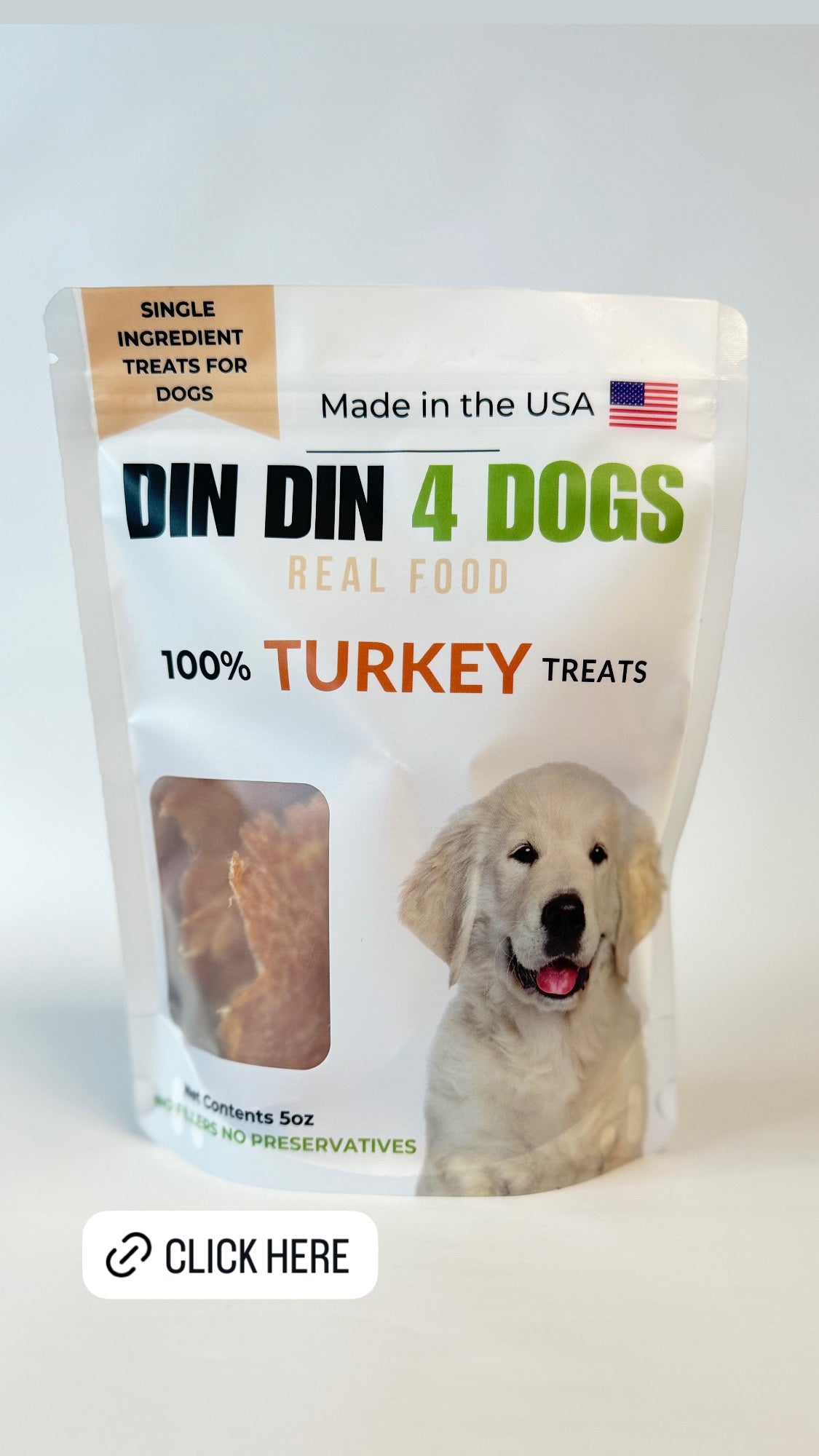 100% Turkey Dog Treats, 5 Ounce Bag, Single Ingredient, High Protein