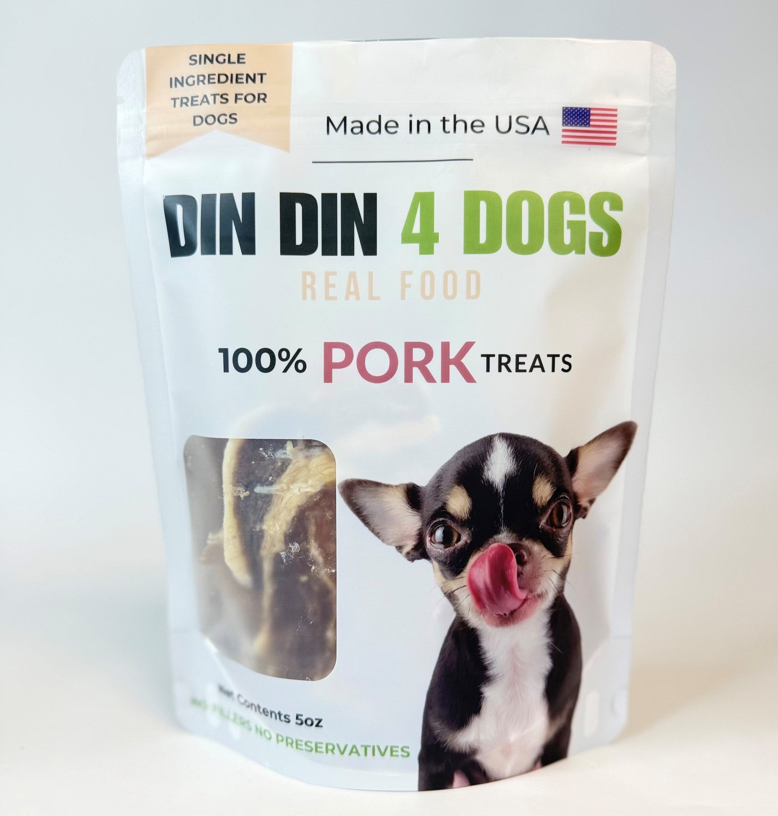 100% Pork Dog Treats, 5 Ounce Bag, Single Ingredient, High Protein