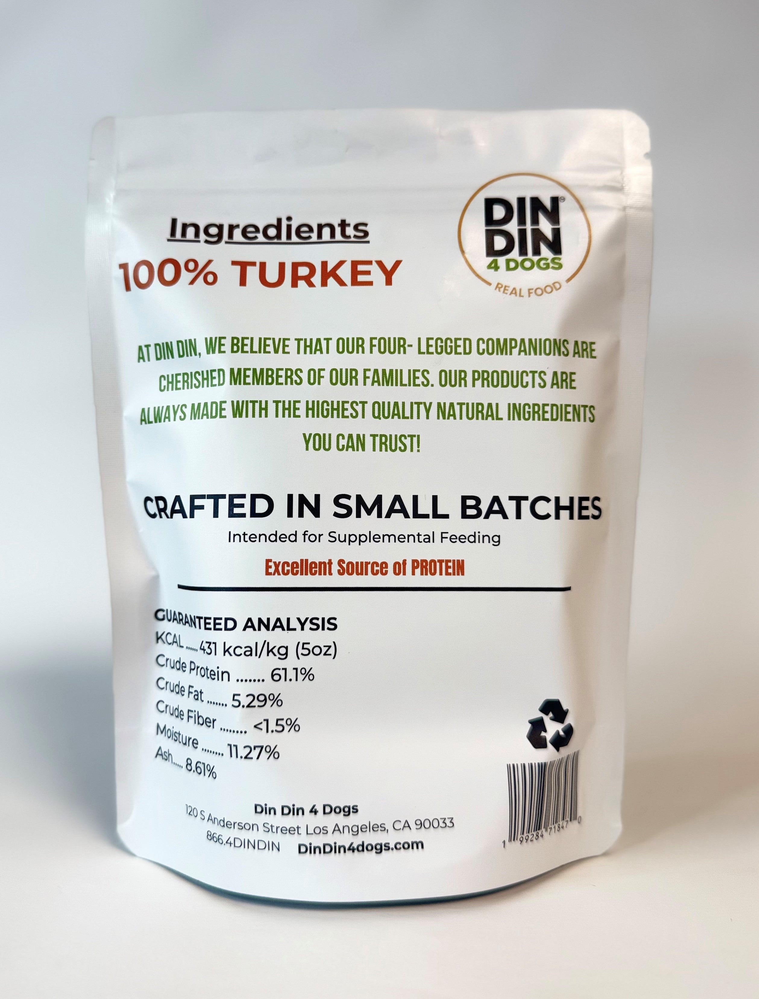100% Turkey Dog Treats, 5 Ounce Bag, Single Ingredient, High Protein